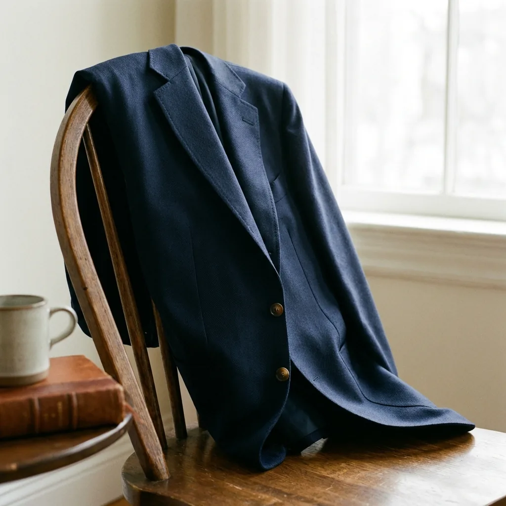 Quality blazer draped on chair