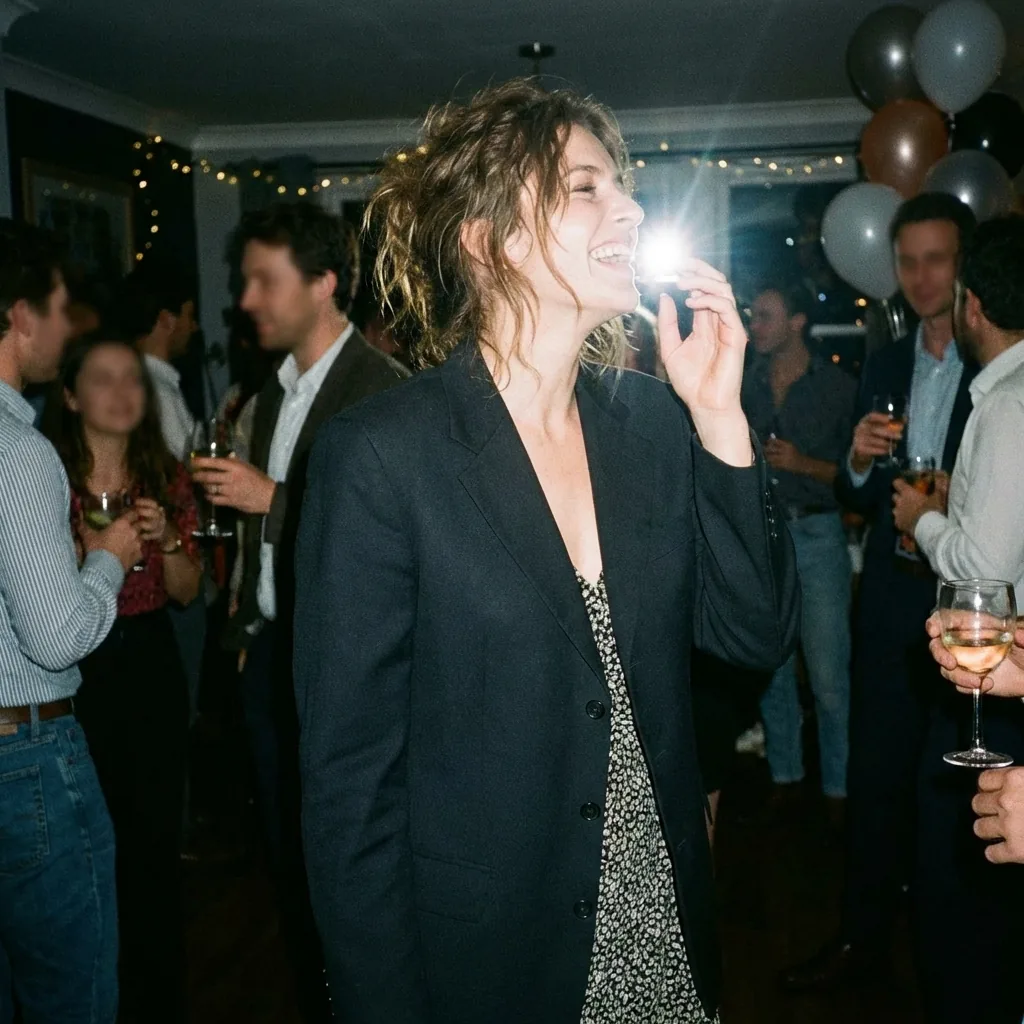 Woman photographed candidly at an event