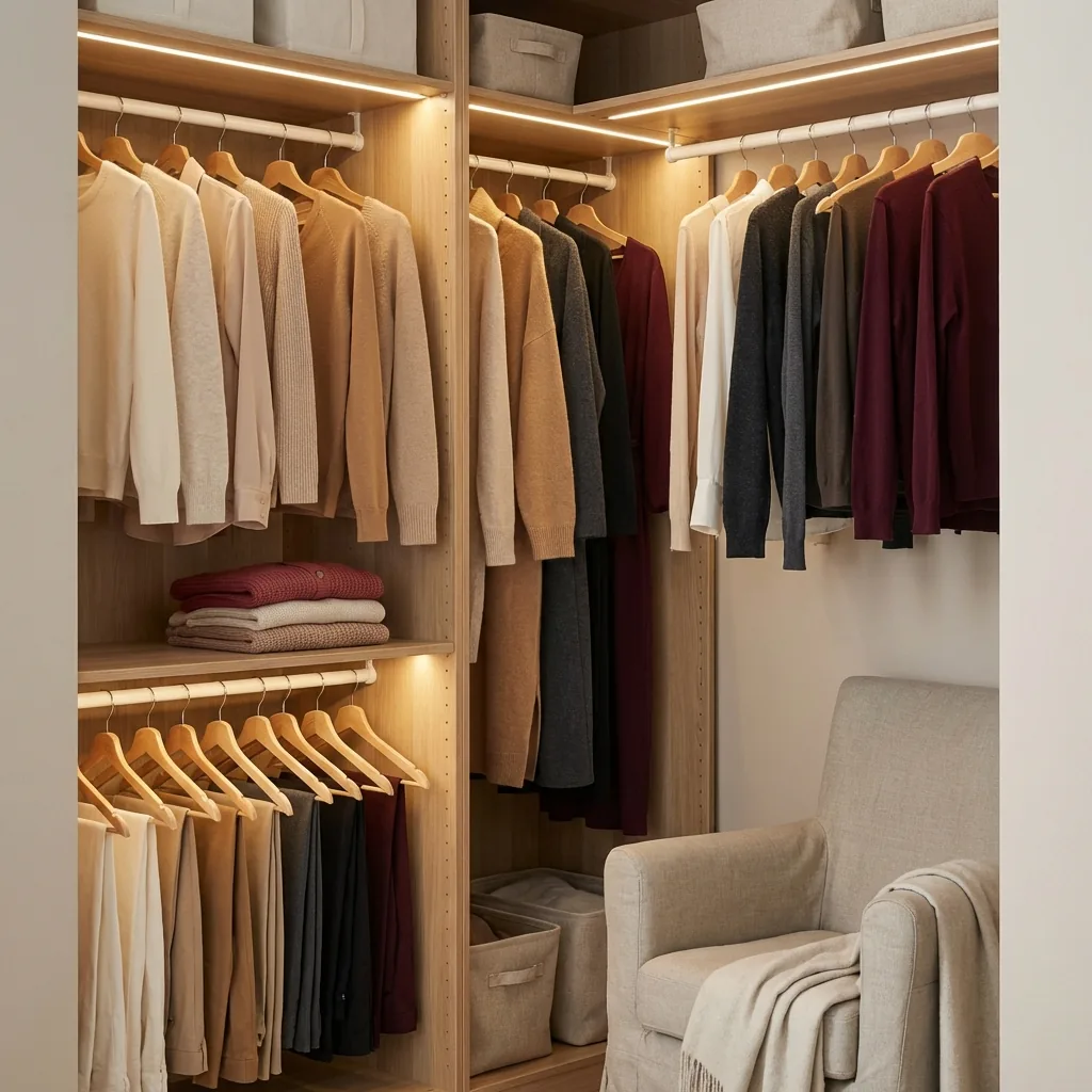 Curated organized closet section