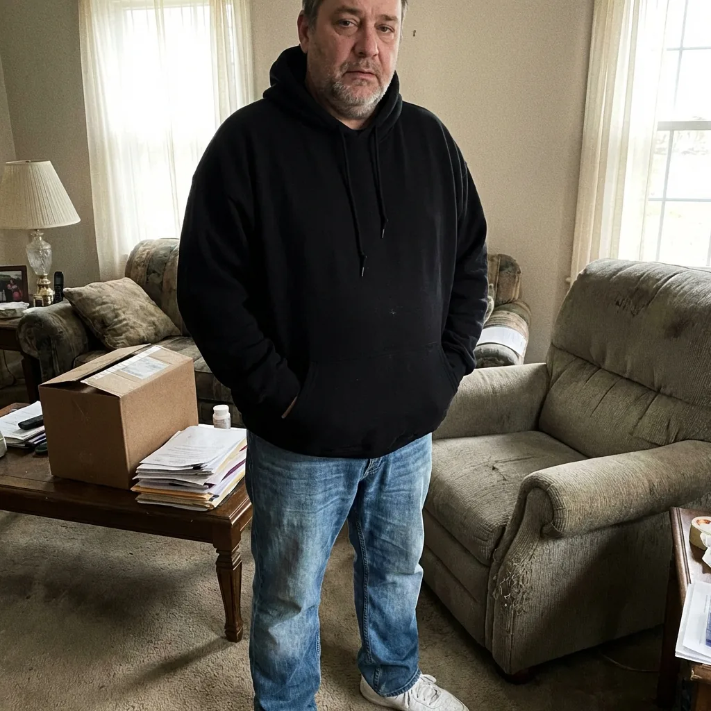 Man in oversized hoodie and worn jeans